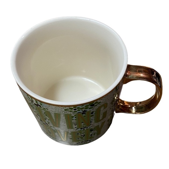 ANTHROPOLOGIE Mug Living Lovely Green/Gold - Picture 3 of 4